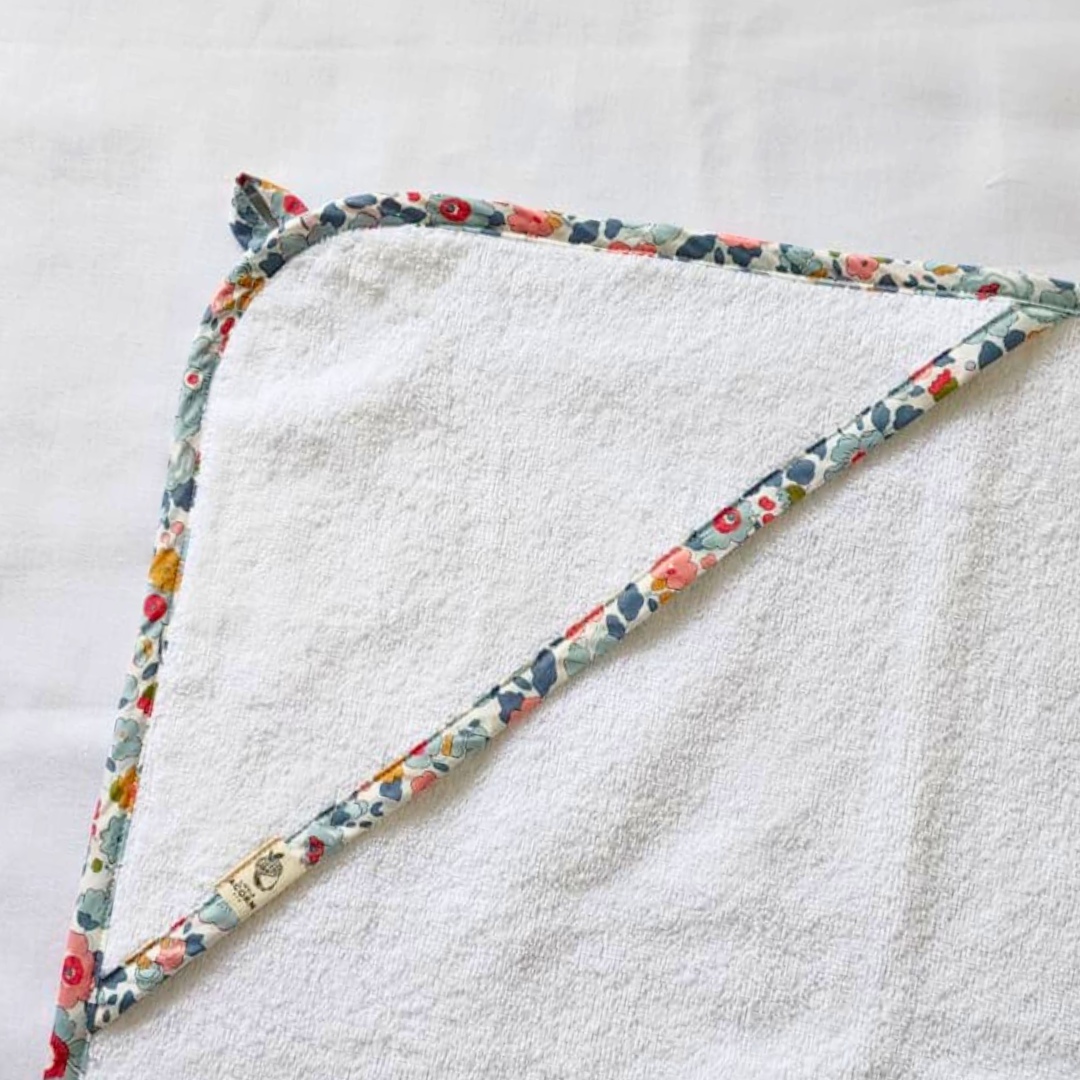 Little Acorn Hooded Baby Bath Towel with Custom Liberty Binding