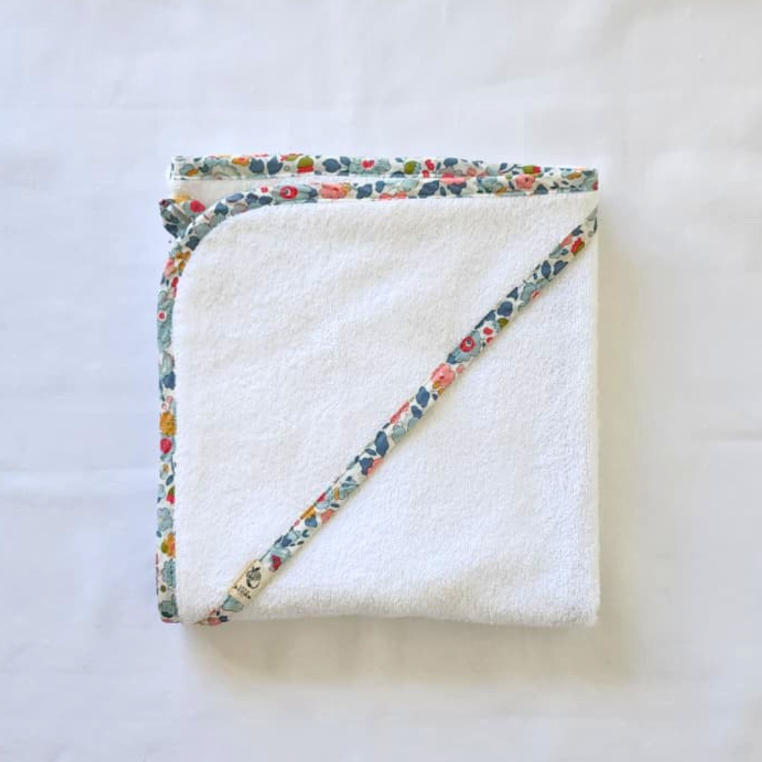 Little Acorn Hooded Baby Bath Towel with Custom Liberty Binding