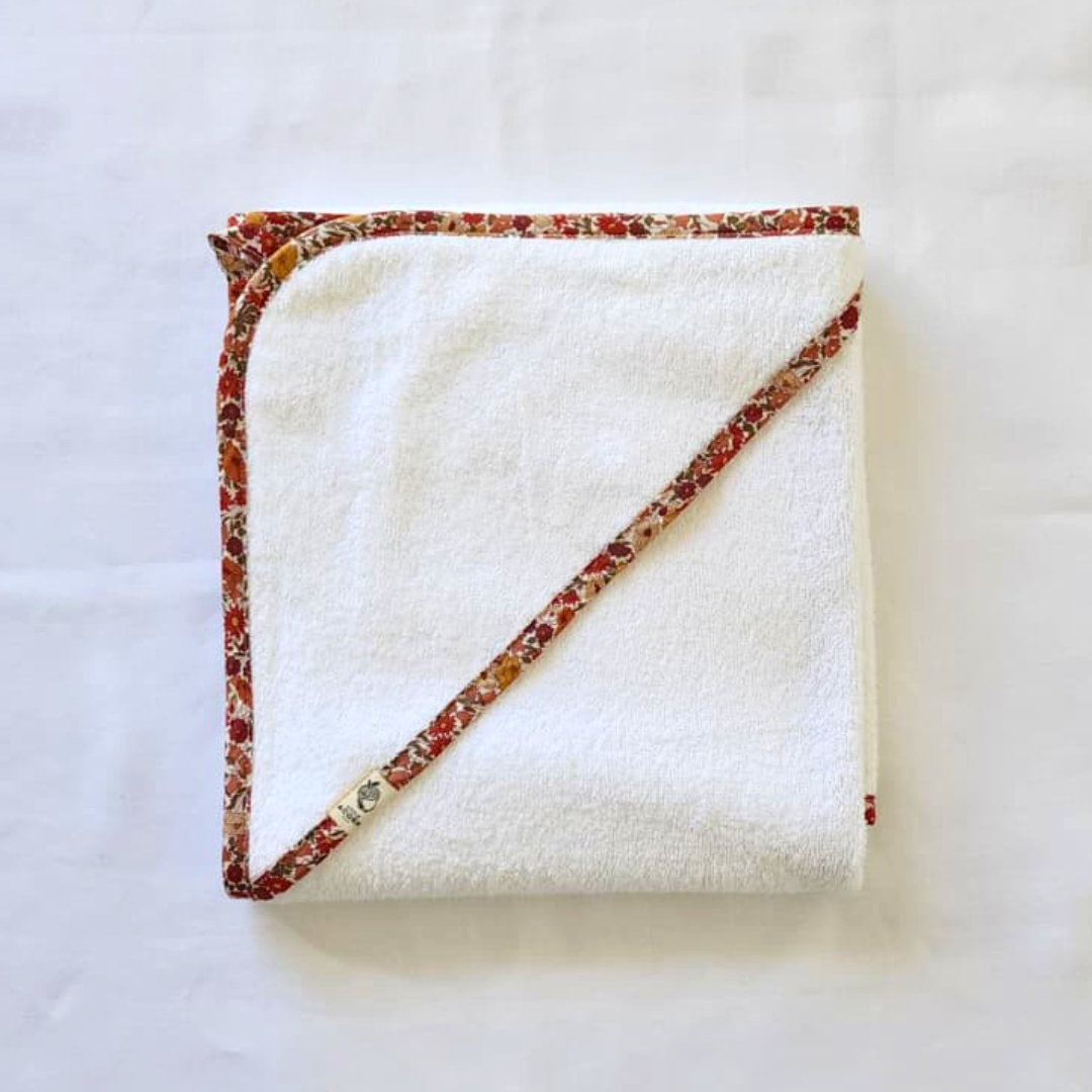 Little Acorn Hooded Baby Bath Towel with Custom Liberty Binding