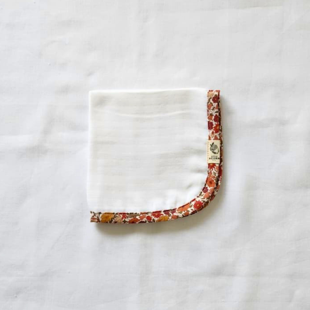 Little Acorn Baby Muslin with Custom Liberty Binding - 30x30cm