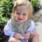 Little Acorn Liberty Bib 'Poppy & Daisy' - Blue / Rust