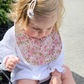 Little Acorn Liberty Bib 'Poppy & Daisy' - Dusky Pink