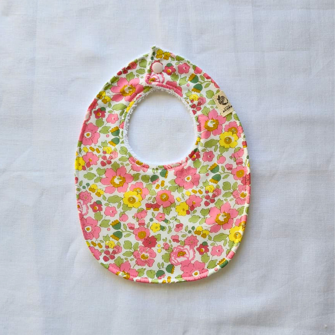 Little Acorn Liberty Bib 'Betsy' - Pink/Green