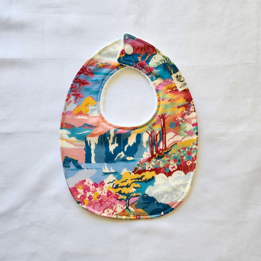 Little Acorn Liberty Bib 'Coastal Landscape' - Pink