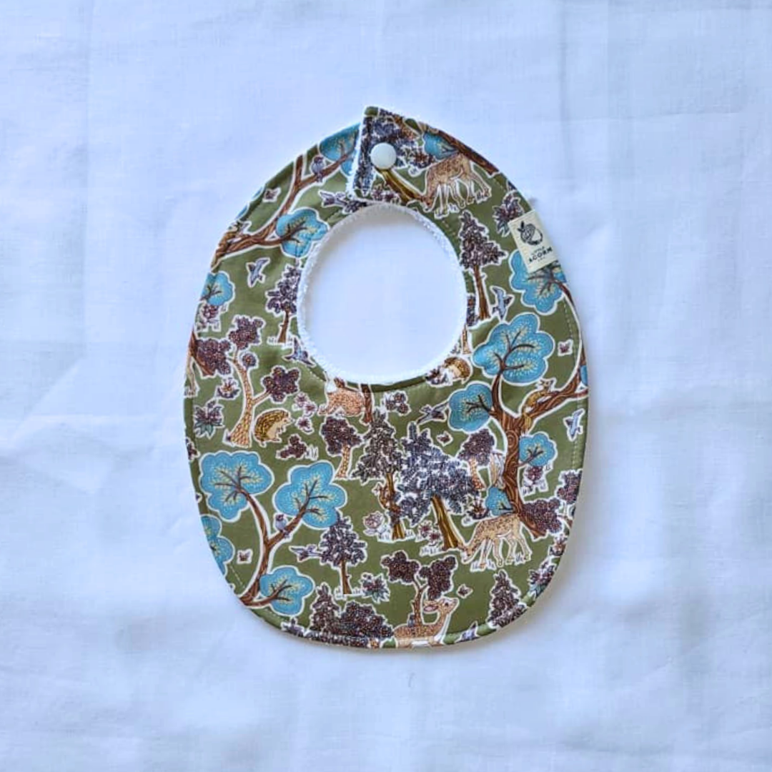 Little Acorn Liberty Bib 'Doe A Deer - Olive