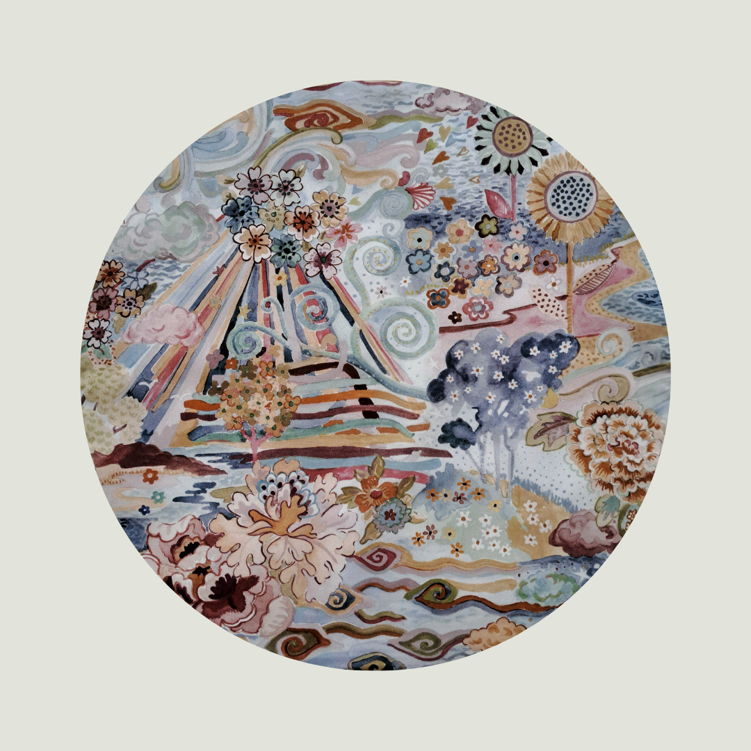 Little Acorn Womens Liberty Hanky 'Elysia Meadow' - Soft Blue / Pink