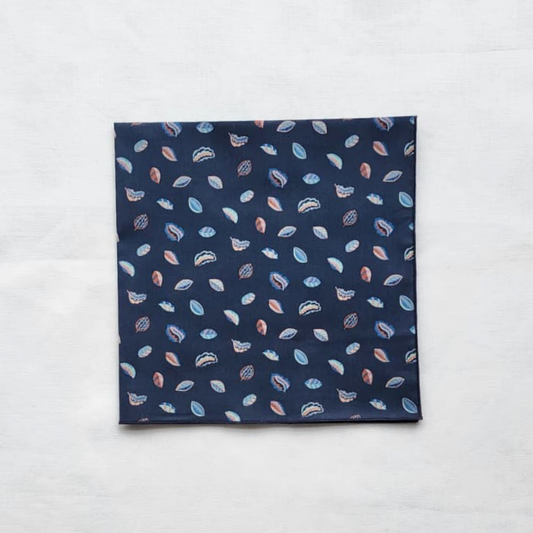 Little Acorn Mens Liberty Hanky 'Little Leaf' - Navy