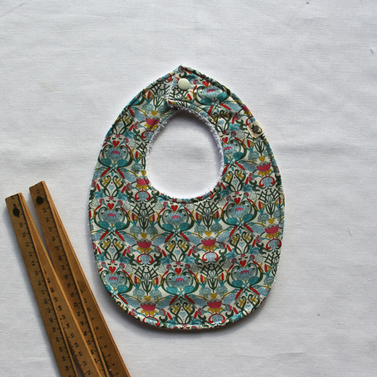 Little Acorn Liberty Bib 'Love Lily' - Tea Green