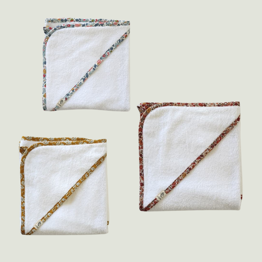 Little Acorn Hooded Baby Bath Towel with Custom Liberty Binding