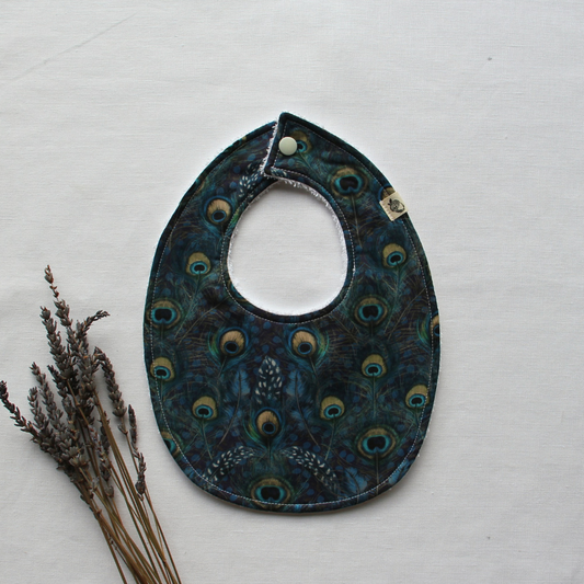 Little Acorn Liberty Bib 'Peacock Manor' - Blue/Green