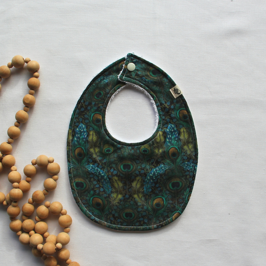 Little Acorn Liberty Bib 'Peacock Manor' - Dark/Green