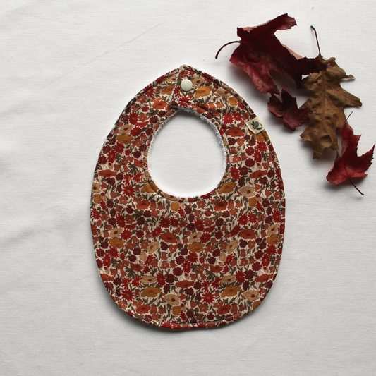 Little Acorn Liberty Bib 'Poppy Forest' - Rust