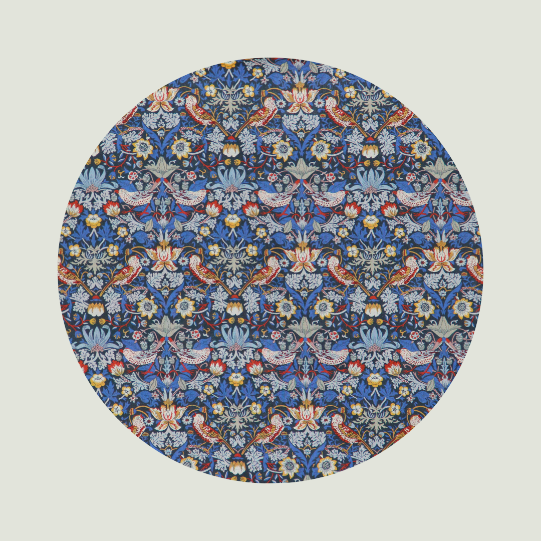 Little Acorn Liberty Bib 'Strawberry Thief' - Navy/Tan