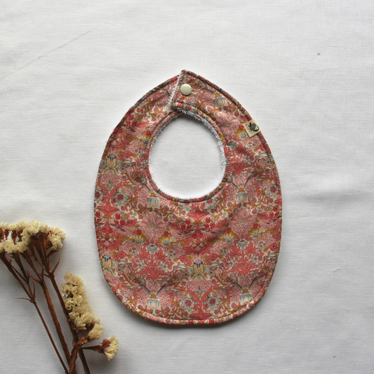 Little Acorn Liberty Bib 'Strawberry Thief Spring' - Soft Pink