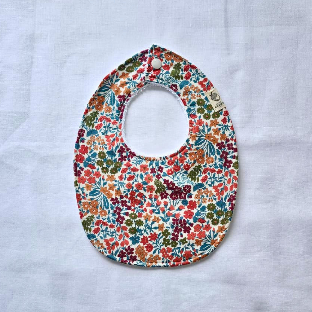 Little Acorn Liberty Bib 'Sweet May' - Dark/Salmon