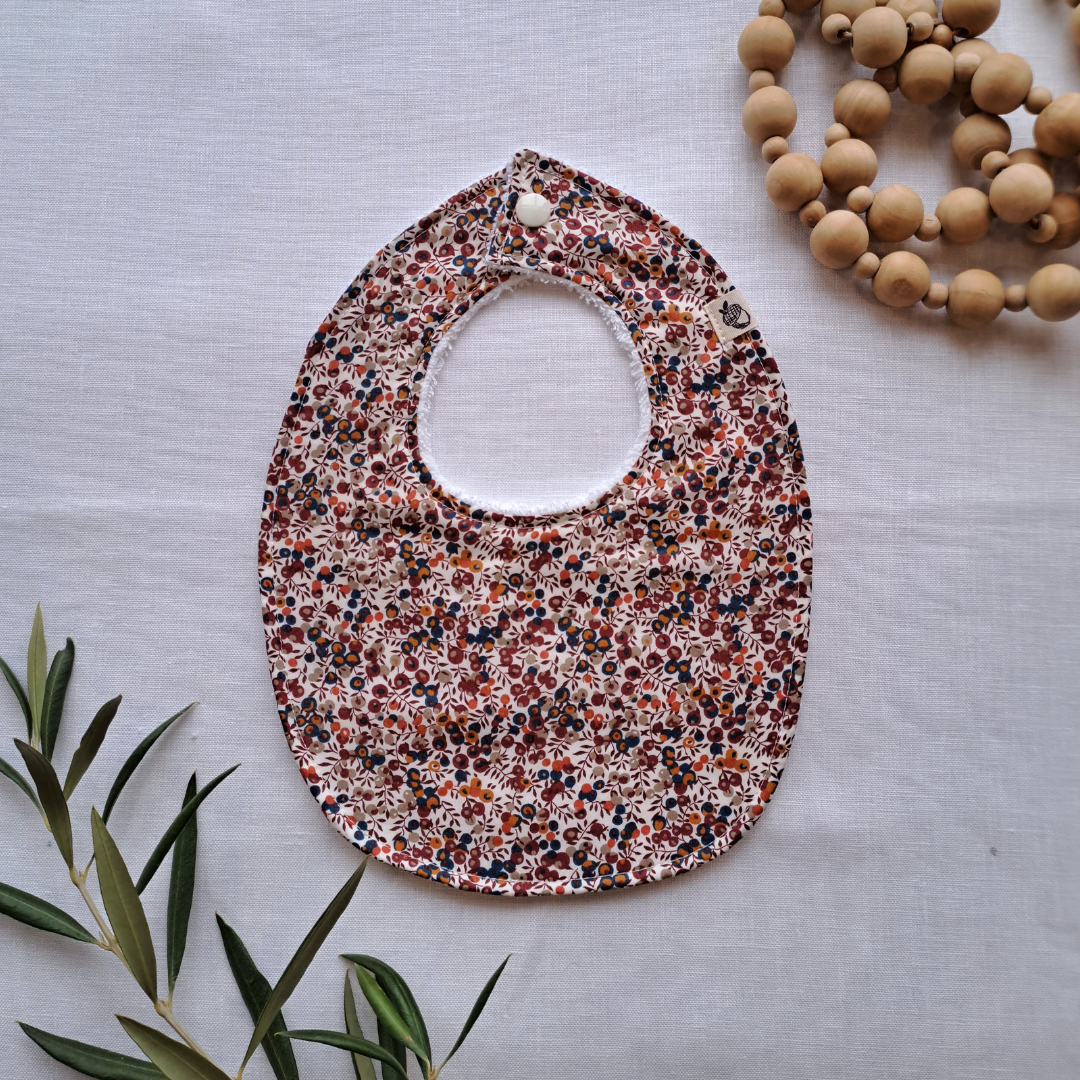 Little Acorn Liberty Bib 'Wiltshire Bud' - Rust