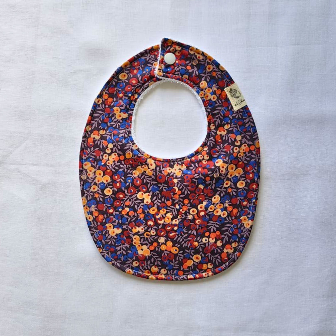 Little Acorn Liberty Bib 'Wiltshire' - Dark Blue/Rust