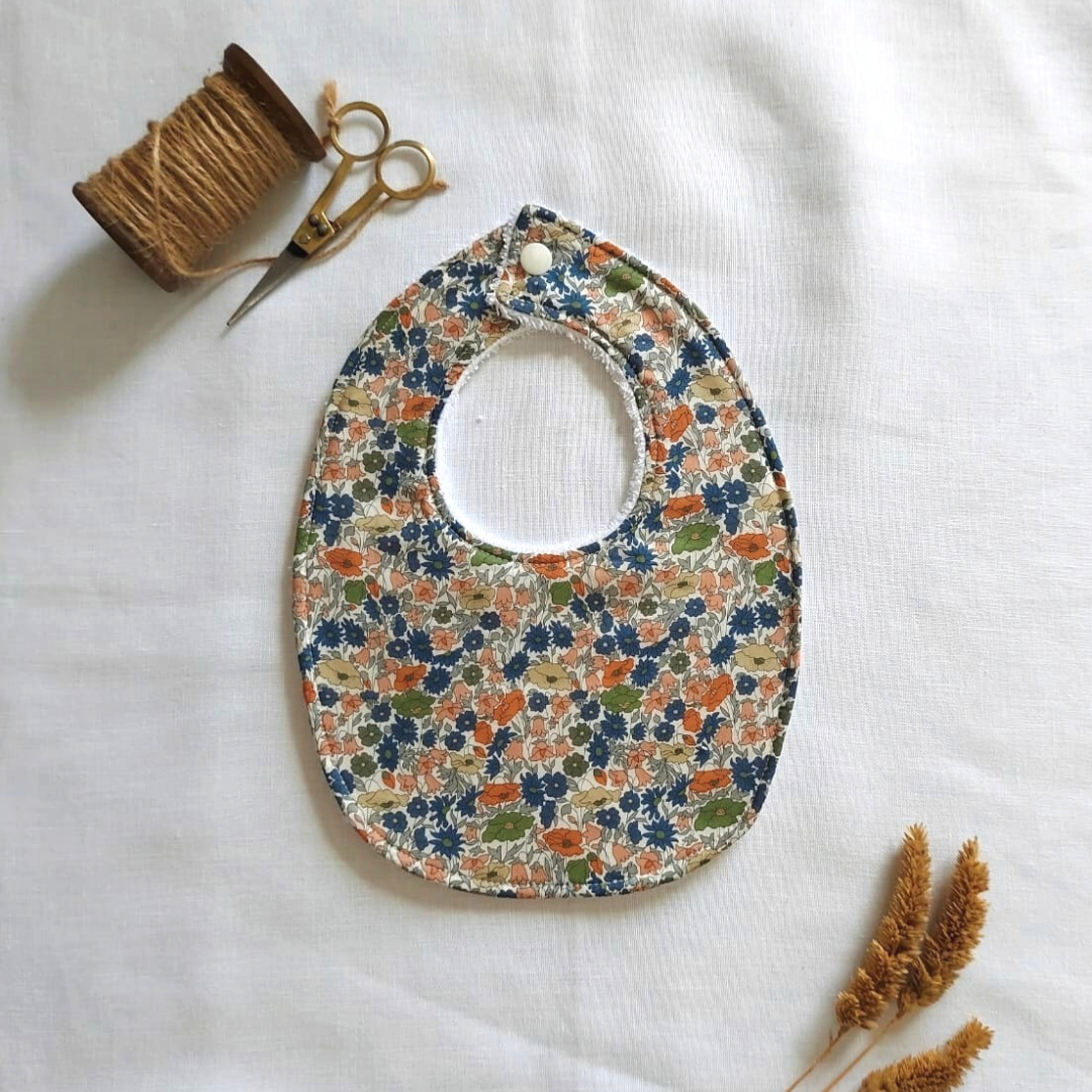 Little Acorn Liberty Bib 'Poppy Forest' - Blue