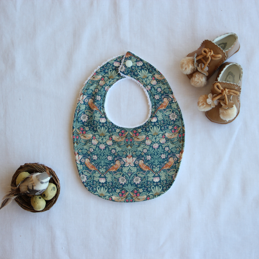 Little Acorn Liberty Bib 'Strawberry Thief' - Green