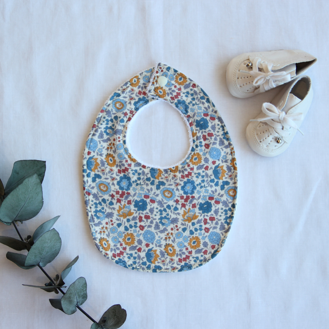 Little Acorn Liberty Bib 'Danjo' - Blue/Mustard