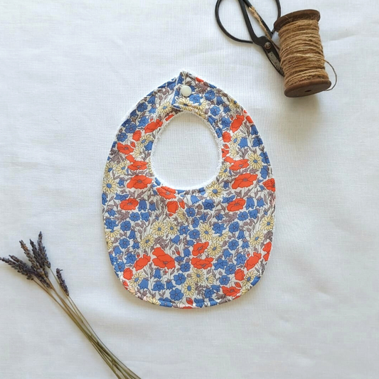 Little Acorn Liberty Bib 'Poppy & Daisy' - Orange
