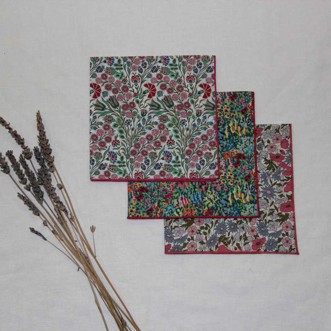 Little Acorn Womens Liberty Hanky 'Poppy & Daisy' - Pink/Blue