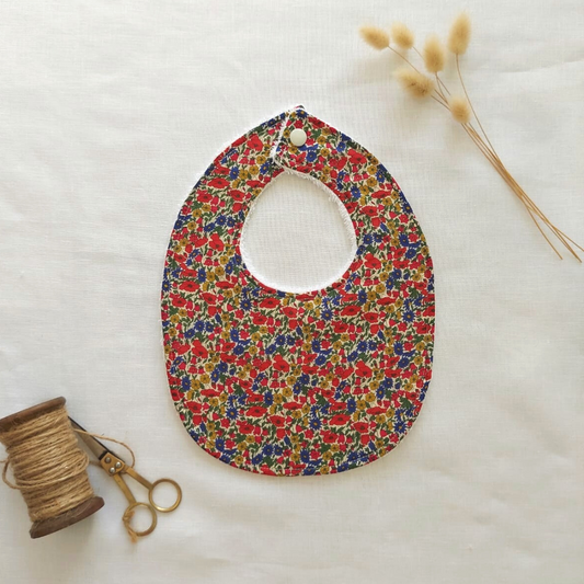 Little Acorn Liberty Bib 'Petal & Bud' - Red
