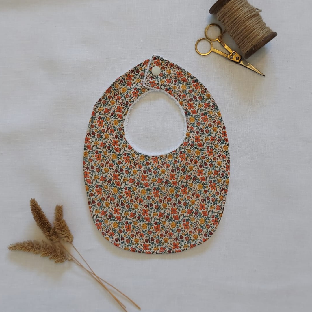 Little Acorn Liberty Bib 'Helena's Meadow' - Orange