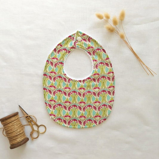 Little Acorn Liberty Bib 'Mauverina' - Tea Green